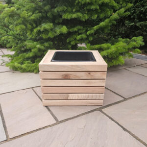 Premium Slatted Square Oak Planter
